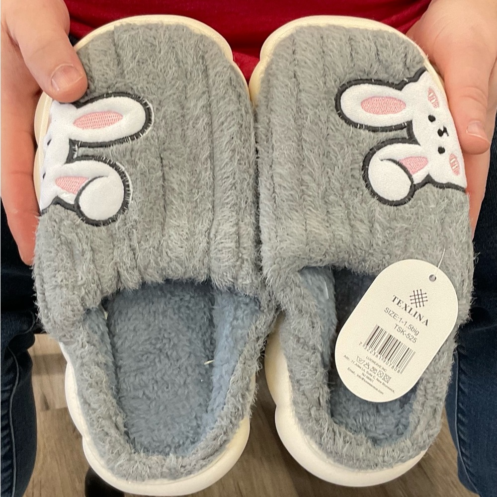 Texana Gray Bunny Slippers